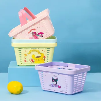 Kawai Sanrio Kuromi Mymelody Plastik Banyo Sepeti Taşınabilir Duş Sepeti Masaüstü Çeşitli Organizatör Banyo Depolama Sepeti
