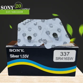 20 adet / grup Sony İçin Orijinal 1.55 V 337 SR416SW LR416 Gümüş Oksit İzle Pil Tek tahıl ambalaj JAPONYA'DA yapılan 0 % Hg