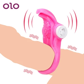 OLO Vibratörler Horoz Halka Titreşimli Penis Yüzükler Gecikme Boşalma Erkek İffet Cihazı Seks Oyuncakları Erkekler için Klitoris Teşvik