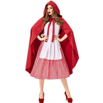Umorden Yetişkin Kırmızı Başlıklı kız Kostüm Cosplay Kadınlar için Cadılar Bayramı Mardi Gras fantezi parti elbisesi