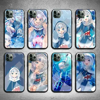 Anime Kız Gawr Gura Hololive Telefon Kılıfı Temperli Cam iPhone 13 12 11 Pro Mini XR XS MAX 8X7 6S 6 Artı SE 2020 kapak