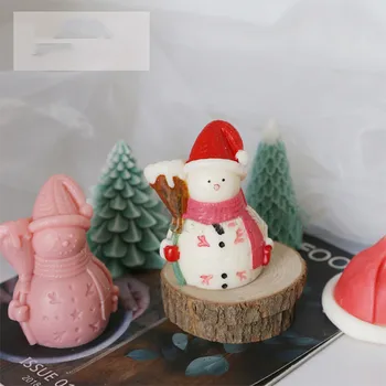 Noel Santa silikon kalıp Mum Kalıp DIY Kardan Adam Elk Mum Kalıp Mum yapma Malzemeleri noel ev dekoru