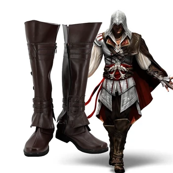Oyun Ezio Auditore Cosplay Ayakkabı Kahverengi Çizmeler Ismarlama