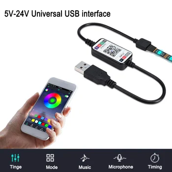 Yeni sıcak Mini kablosuz 5-24V akıllı telefon kontrolü RGB LED şerit ışık kontrolörü USB kablosubluetooth uyumlu 4.0