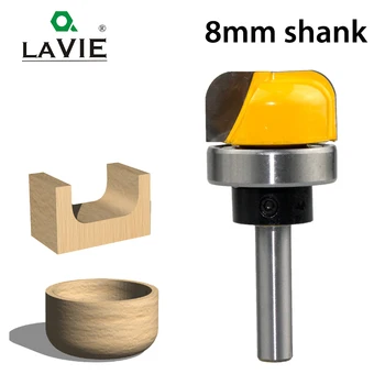 LAVIE 1 adet 8mm Shank 1-1/8 Çap Kase Tepsi Yönlendirici Bit Yuvarlak Burun freze kesicisi için Rulman ile Ahşap Ağaç İşleme C08-044FX