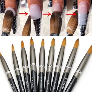 1 Adet Saf Kolinsky Kolu Akrilik Tırnak Fırçası Tırnak resim fırçası Çizim Jel Uzatma Fırçaları Çivi Kalem Manikür Tırnak Sanat Araçları