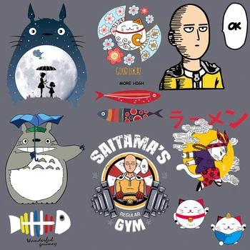Anime Totoro Yamalar Giyim Çıkartmalar Demir on Aplikler Dıy T-shirt Termal Transfer Aydınlık Sticker Erkek Giyim Dekor