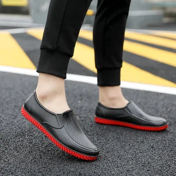 2022 Yeni yağmur ayakkabıları Erkekler Rahat kaymaz Mutfak Paket Servisi Olan Restoran su geçirmez ayakkabı Düz Balıkçılık Spor kauçuk ayakkabı Zapatillas Hombre