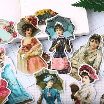 18 ADET Victoria karakter mini Çıkartmalar El Sanatları Ve Scrapbooking çıkartmaları kitap Öğrenci etiket Dekoratif sticker DIY Kırtasiye