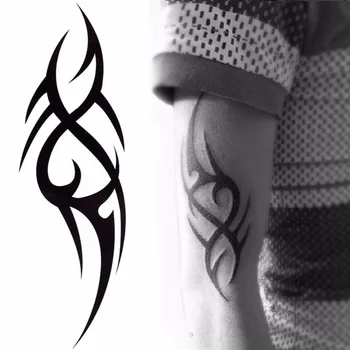 Siyah Geçici Dövme Vücut Sanatı Dövmeler 3D Su Geçirmez Geçici Dövmeler Sticker Sanat Erkekler Kol Bacak Sahte Dövme Kağıdı