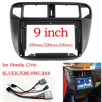 9 İNÇ Araba Radyo Fasya Çift Din Çerçeve GPS DVD Çerçeve Paneli Dash kurulum seti Honda Civic İçin (EJ/EK/EM) 1995-2001 Stereo