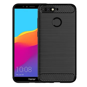 Onur için 7C silikon kılıf Karbon Fiber arka kapak onur 7c pro Huawei Yumuşak Darbeye Dayanıklı akıllı telefon kılıfı