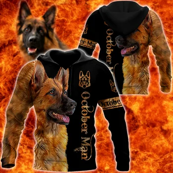 Alman Çoban Erkekler Hoodies 3D Grafik Aşk Köpekler Hayvanlar Baskılı Tişörtü Kazaklar Harajuku Streetwear Zip Hoodies Eşofman