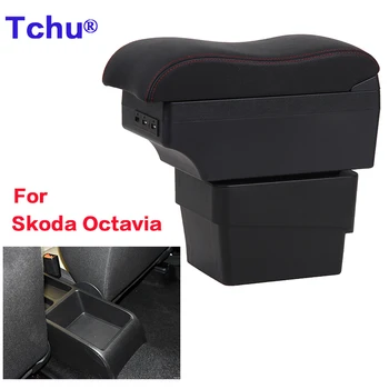 Skoda Octavia için kol dayama kutusu Skoda Octavia İçin Mk3 A7 Araba kol dayama kutusu 2014 2015 2016 2017 USB şarj Küllük Araba Aksesuarları