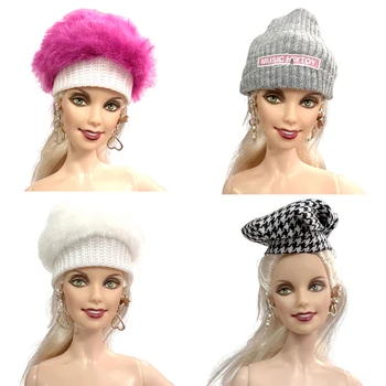 NK Resmi 4 adet/takım Şapka Kış Aksesuarları barbie bebek Rahat Kap Şapkalar 1/6 BJD FR Bebek DIY Parti Hediye Oyuncaklar