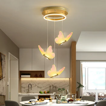 Iskandinav kelebek kolye ışıkları Modern LED avize asılı lambalar oturma odası yatak odası için kolye lambaları kapalı avize