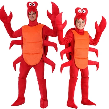 yeni Cadılar Bayramı cosplay yetişkin Erkekler Noel Kırmızı Istakoz Kostüm Yetişkin İçin Parti Gevşek yengeç Hayvan parti kostüm Pijama çocuk için