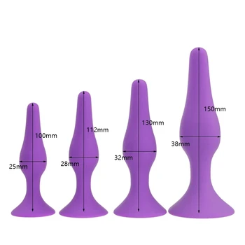 S/M/L / XL Rahat Silikon Anal Plug Vantuz Boncuk Butt Plug Anüs Dilatör Hiçbir Vibratör Seks Oyuncakları Erkekler Kadınlar için Yetişkin Oyunları
