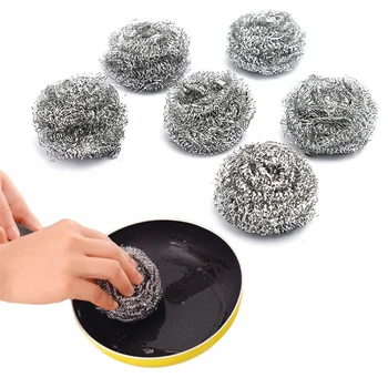 6 ADET Paslanmaz Çelik Tel Topu Fırça Temizleme Fırçası Mutfak Pot Sofra Temizleyici Fırçalama Pas Sökücü Bulaşık Güçlü Yardımcı Aletler