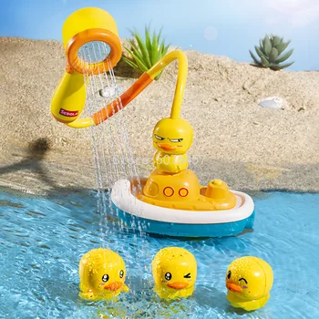 Banyo Oyuncakları Sevimli Sarı Ördek Elektrikli Döner Su Püskürtme Yağmurlama Oyuncaklar Bebek Musluk Banyo Su Püskürtme Duş Başlığı Çocuk Oyuncakları