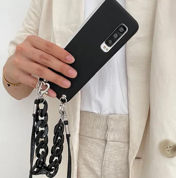 Moda Siyah Bilezik El Zinciri Uzun Kayış Crossbody Cilt Geri Taşınabilir Kılıf Kapak Samsung Galaxy Z Kat 3 4 Kat 2 W21 5G