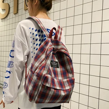 Moda Ekose keten sırt çantası Kadın Koleji Öğrenci Sırt Çantaları Genç Kız Okul Çantaları Büyük Kapasiteli Su Geçirmez Seyahat Sırt Çantası