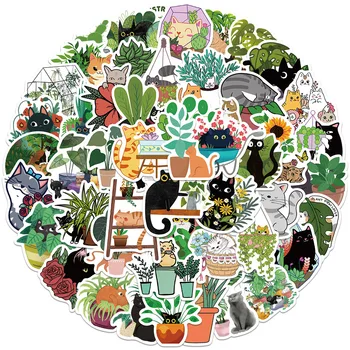 10/30/50 adet / takım Yaratıcı Kedi Bitki Çıkartmalar Yaprakları Ot Hayvan Graffiti Çıkartmaları DIY bagaj Dizüstü Sevimli Sticker Çocuklar İçin Oyuncaklar
