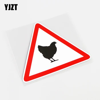 YJZT 13CM*11.2 CM Karikatür Tavuk Uyarı İşareti PVC Araba Sticker Su Geçirmez Çıkartmaları 13-0813