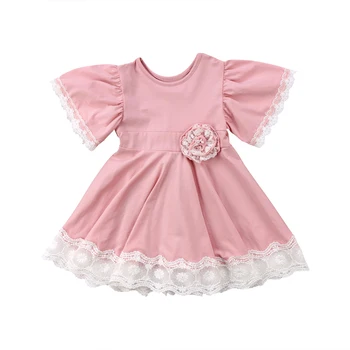 Lioraitiin Yeni Moda Güzel Prenses Çocuk Bebek Kız Elbise Dantel Çiçek Parti Elbise Rahat Pamuk O-Nick Sevimli Yaz Elbiseler